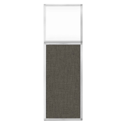Versare Hush Panel Configurable Cubicle Partition 2' x 6' W/ Window Mocha Fabric Clear Window 1812499-2